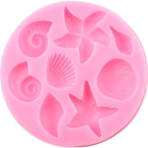 Seastar Conch Silicone Mold Shell Fondant Cake Decorating Tools Cupcake Topper Chocolate Gumpaste Polymer Clay Candy Resin Mould