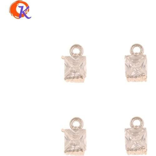 Cordial Design 50Pcs 3*5MM Jewelry Accessories/DIY Making/Square CZ Charms/Genuine Platinum Plating/Hand Made/Earring Findings