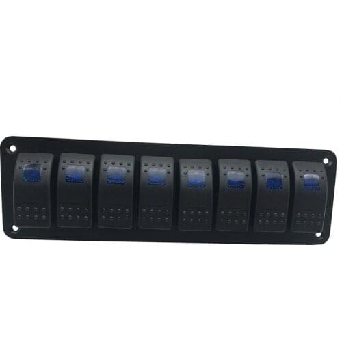 Waterproof 8 Gang 2LED Light Rocker Switch Panel Circuit Breaker 12V boat marine