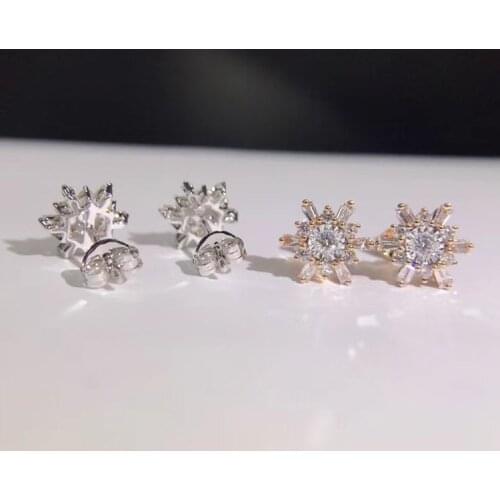 High quality white zircon Earring two color metal for women wedding party engagement jewelry gift Geometric earring