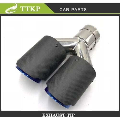1PCS High Quality Matte Straight Carbon Fiber Stainless Steel Dual tip Equal Length Muffler Pipe End tail Middle Exhaust Tip