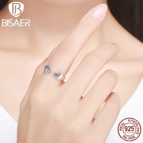 Hot Sale Genuine 925 Sterling Silver Mom Hug Mother Hand Love Forever Finger Ring Women Silver 925 Jewelry Anillos ECR136