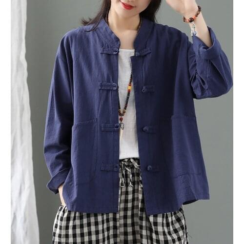 Liziqi Women Chinese Style Coat Tai Chi Kung Fu Tang Suit Retro Fashion Cardigan Jackets Top Oriental Clothing Shirt Lady Blouse