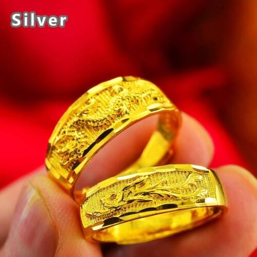 Lkn gold lovers brass gold-plated open dragon and phoenix ring for men and women to ring wedding jewelry