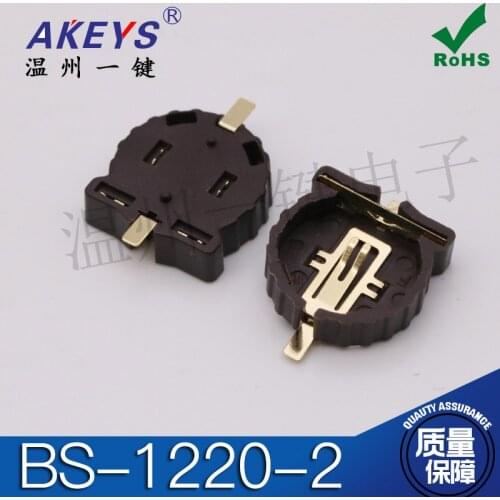 10 pcs BS-1220-2 Battery Holder Cr1220 Patch Button Battery Holder Patch Gold-Plated Temperature Resistant 280 Degrees