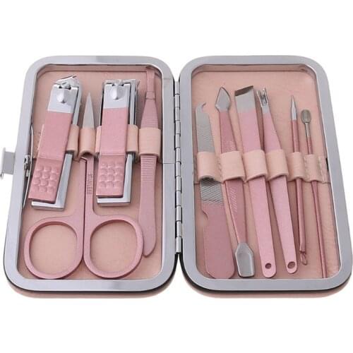 10 pieces/set of stainless steel nail clippers scissors set decoration nail pedicure care set