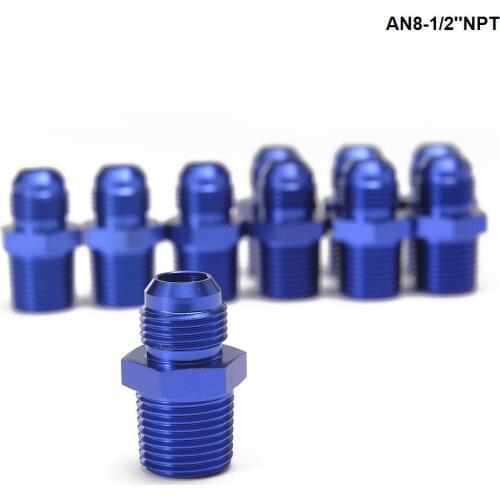 10PCS/LOT Straight Flare to Pipe Thread Fitting Adapte For Oil Cooler Fuel Line /Oil hose AN8-1/2''NPT