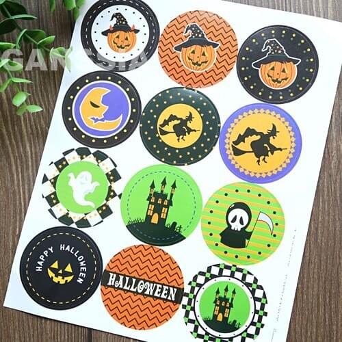 100pcs/lot Dia 5cm DIY Decoration sticker Halloween series crafts paper gift seal stickers stationery Party supplies (ss-1515)