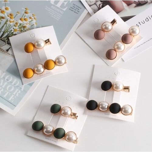 2 pcs Spring Candy Scrub Bead Hairpin Sweet Imitiation Pearl Korean Hair Clips Fashion Hair Accessories for Women Beads Hairpins