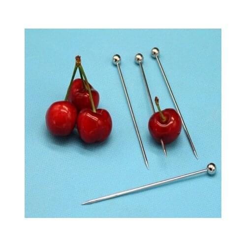 500pcs/lot 304 Stainless steel cocktail Pick wine needle sign Multi functional fruit toothpick fork Bar bartending tool silver