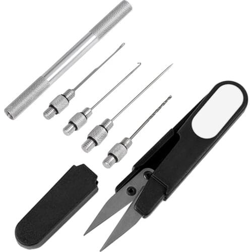 6-in-1 Carp Fishing Rigging Bait Needle Kit Tool Set Bait Boilie Drill Stringer Needle with Nonslip Aluminum Alloy Handle Tackle