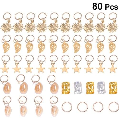 80pcs Hair Braid Pendants Jewelry Polished Multiple Hard-Wearing Easy To Use Cuffs Braid Rings DIY Hair Braid Jewelry Pendants
