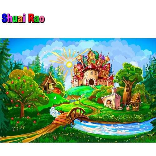 Fantasy fairytale world 5d diy diamond painting full drill mosaic art cartoon castle diamond embroidery children room decor