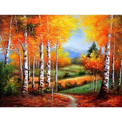 Diamond Embroidery Autumn birch Landscape Handmade Diamond Painting Needlework Mosaic Cross Stitch Home Decor