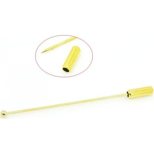 DoreenBeads Retail Copper Brooches Enamel Pin Ball Caps W/Stopper Ends Gold color 6.1cm x 0.1cm(2 3/8" x3/8"),20PCs