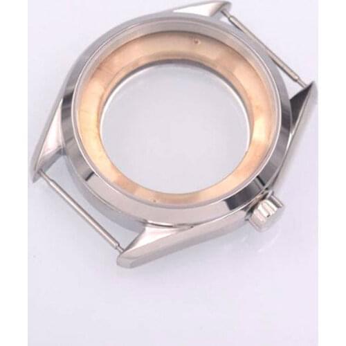 41mm Mens Watch Case Fit NH35,36 ETA 2836 DG 2813 Miyota 8205 /8215 Sliver Matte/ Polishing Brushed 316L Stainless Steel Case