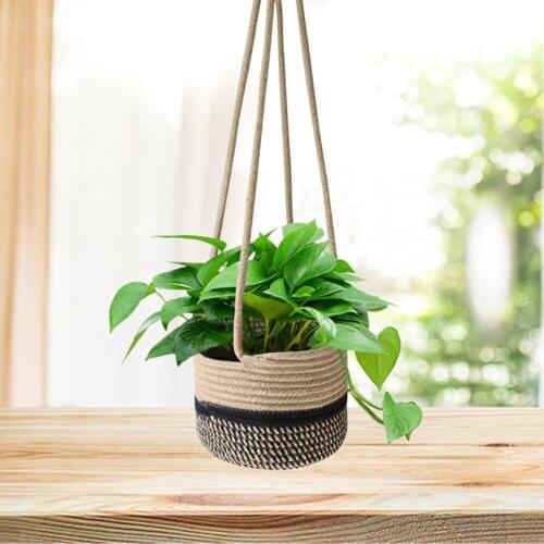 Flower Pot Bamboo Basket Rattan Collapsible Wall Hanging Straw Home Decor Flowerpot