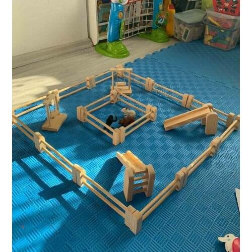 High Quality Wooden Toys For Children Wooden Park Toys Educational Montessori Toys Fence Seesaw Swing Slide