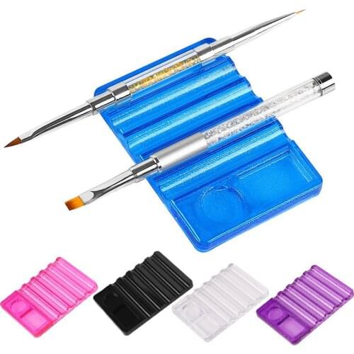 Nail Art Pen Brush Holder 5 Grids Acrylic Carving Drawing Stand Showing Shelf Pigment Cleaning Rhinestone Plate Manicure Tools
