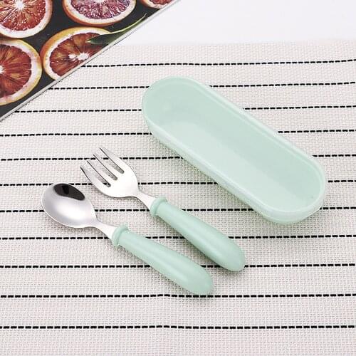 Stainless Steel Baby Cutlery Portable Fork And Spoon Cutlery Set Baby Cutlery Toddler Training children to eat Tools