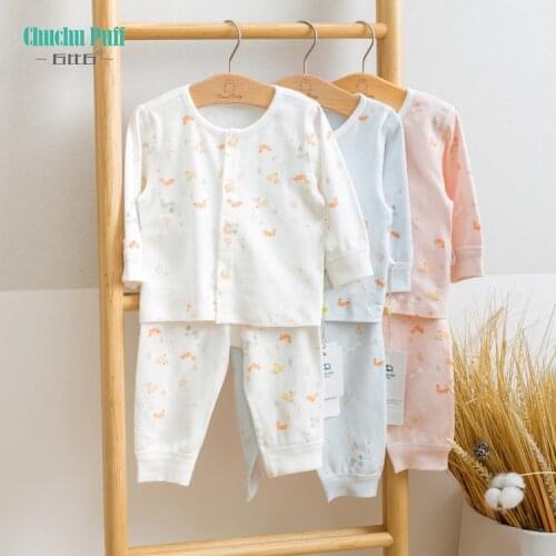 Cotton Long Sleeve Squirrel Printed Newborn Baby Pajama Set O-Neck Cute T-Shirt Tops with Pants Baby Girls Clothes Sleepwears