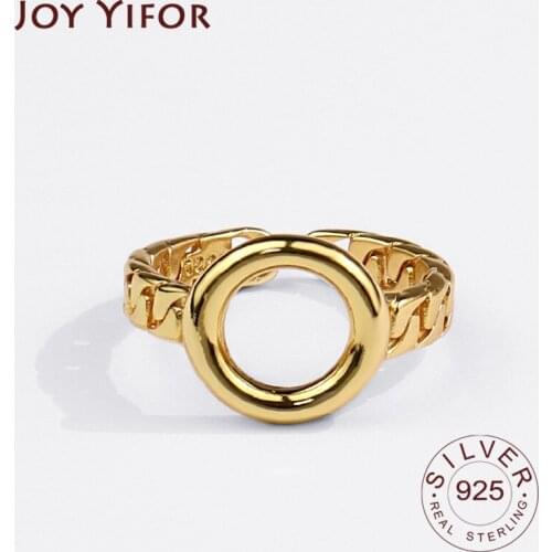925 Sterling Silver Rings for Women Circle Gold Color Vintage Wedding Trendy Jewelry Large Adjustable Antique Rings Anillos