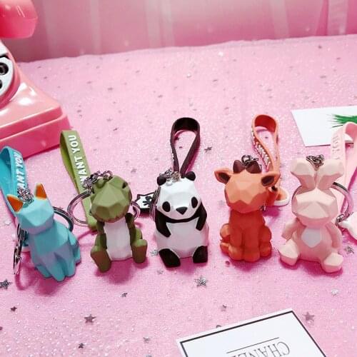 Fashion Cute Dinosaur Keychain Car Key Ring Women Cartoon PVC Animal Panda Key Chain Lanyard Handbag Accessories Trinket