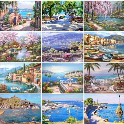 Sea scenery DIY oil Painting By Numbers Kit acrylic paint by numbers art work diy Paintings art on canvas