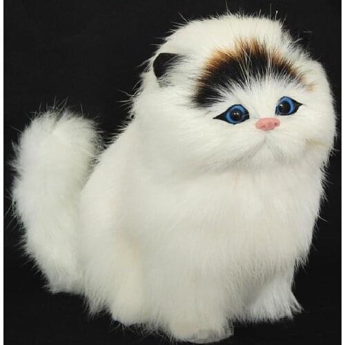 Real Hair Electronic Pets Cats Dolls Simulation Animal Cat Toy Meowth Childrens Cute Pet Plush Toys Model Ornaments Xtmas Gift