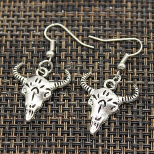 New Fashion Handmade Skull Bull Ox Milk Cow Pendants Silver Color Earrings For Womens Style