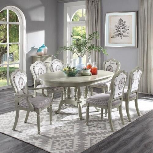 Solid wood dining table American dining table chair combination small family dining room telescopic dining table European round