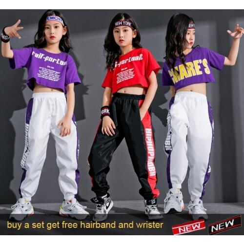 Pally elves Children Clothes Girls Outfit Fashion Midriff Running Pants Streetwear Dancewear