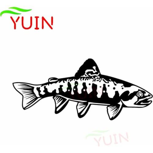 Personalized Trout Fly Fishing Sticker Fashion Car Window Decoration PVC Waterproof Sunscreen Decal Black/White/Red/Laser/Silver