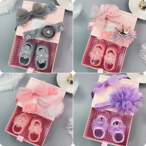 3Pcs/Set Newborn Baby Headband+Socks Cute Crown Bows Baby Girl Headbands Infant Girls Hair Band Hairband Baby Hair Accessories