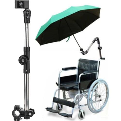 Wheelchair Stroller Bicycle Umbrella Attachment Handle Bar Holder Clamp Supporter Connector Walking Stick