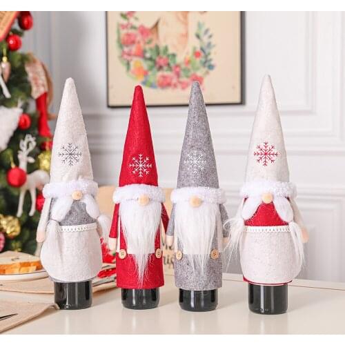 Christmas Decorations for Home Rudolph Red Wine Case Wine Bottle Cover Snowman Stocking Gift Holders Xmas New Year Bottle Cover