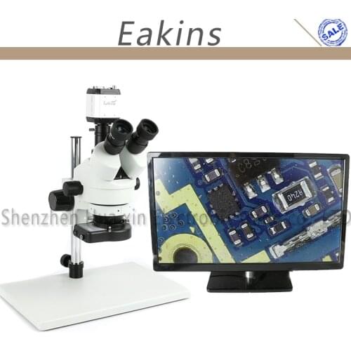 7X-45X Trinocular Industry Inspection Zoom Stereo Microscope + VGA USB AV TV Video Camera +144 LED Light + Big Stand