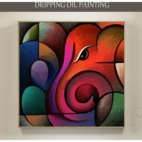 High Quality Wall Art Painting Abstract Ganesh Oil Painting Hand-painted Abstract Elephant Ganesh Oil Painting for Living Room