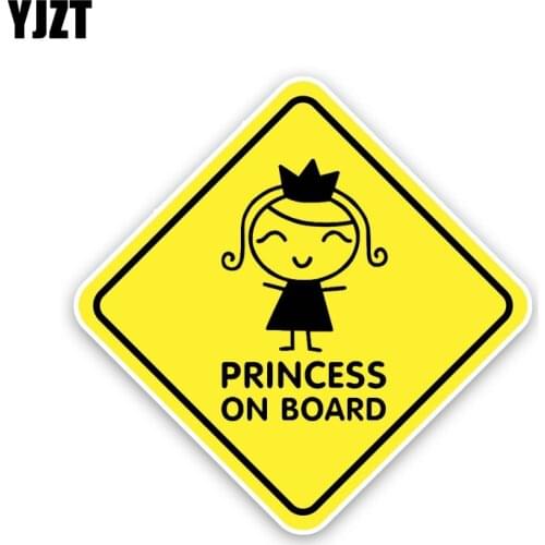 YJZT 13.4CM*13.4CM PRINCESS ON BOARD Car Sticker Crown Girl PVC Decal 12-40451