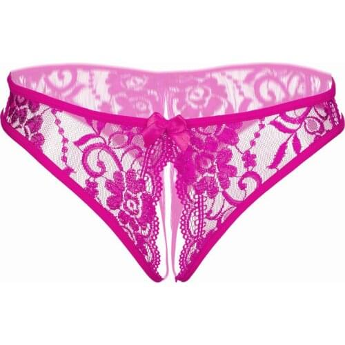 Women Sexy G String Lace hole Open Split Mesh Thong Panties Shorts tangas Lingerie Underwears Underpants 2019