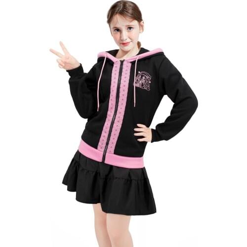 Cosplay Costume Spot Anime Womens Solid Color Moderate Zipper Hoodie Demon Slayer Sportswear Harajuku Sweater Zipper Top