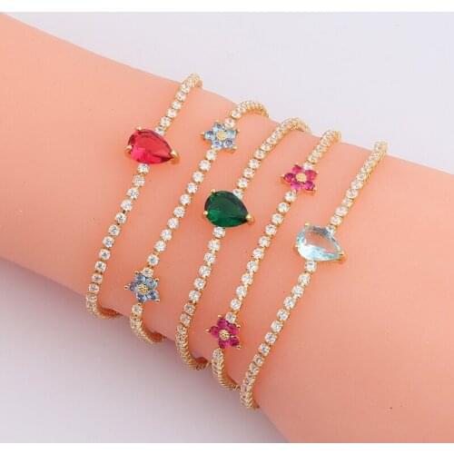 Fashion Charm CZ Tennis Bracelet for Women Crystal Zircon Jewelry Adjustable Gold Filled Cubic Zirconia Chain Bracelets Gift