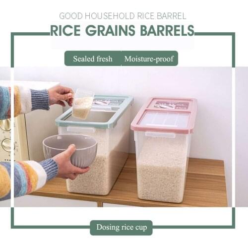 10kg Food Grains Rice Barrel Box Sealed Container Red/Green Safe Food-Grade Materials Dust-proof Moisture-proof For Home Kitchen