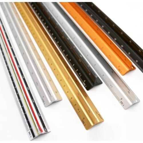 12 inch Triangular Aluminum Architectural Scale Ruler Engineering Ruler Architect Scale Standard Metal Ruler
