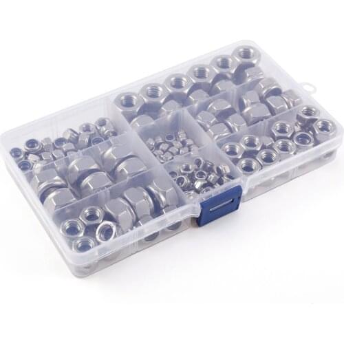 150 PCS /set of self-locking hexagon nut 6 sizes nut M4 M5 M6 M8 M10 M12 assortment A set of Stainless steel screw