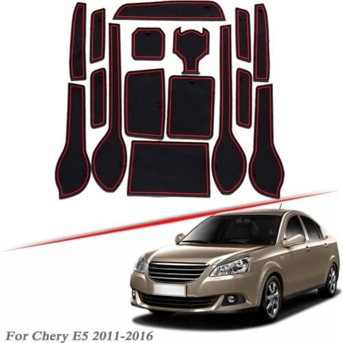 16pcs Car Styling Gate slot pad For Chery E5 2011-2016 Silica Gel Door Groove Mat interior Non-slip dust Interior Accessories