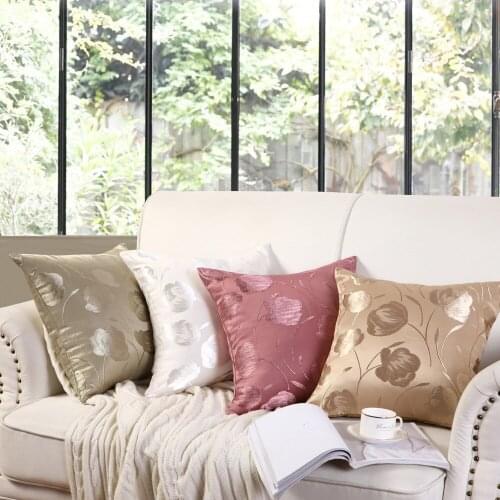 Floral Jacquard Cushion Covers 45x45 cm Square 2 Pieces Throw Pillow Cover for Car Chair Luxury Hotel Sofa Pillowcase Cheap Sale