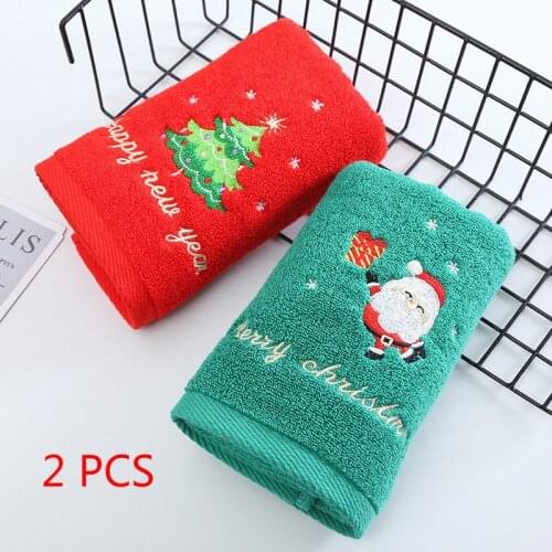 2 pieces of Christmas towels, Christmas gift towels, cotton face towels new year gift hand towels face towels 100% cotton towels