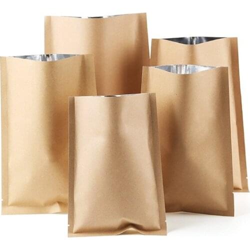2000Pcs Open Top Kraft Paper Mylar Foil Bag Heat Vacuum Seal Tear Notch Food Storage Packaging Pouches for Coffee Candy Tea Pack