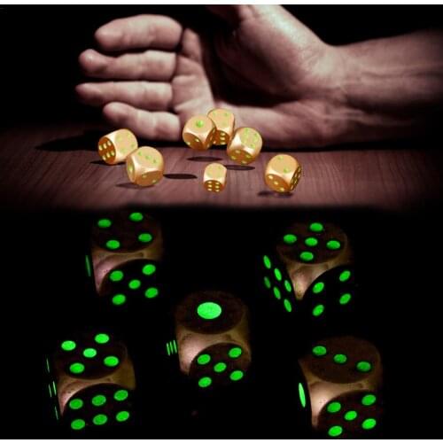 5PCS Hot Sale 1.6cm/ Game Dice Aluminum Ally Game Dice Night Luminous Dice Poker Party Game Toy For Table Board Game